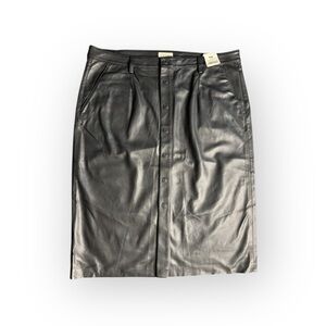 Levi’s Premium Faux Leather Button-Front Skirt Black Size 32 NWT